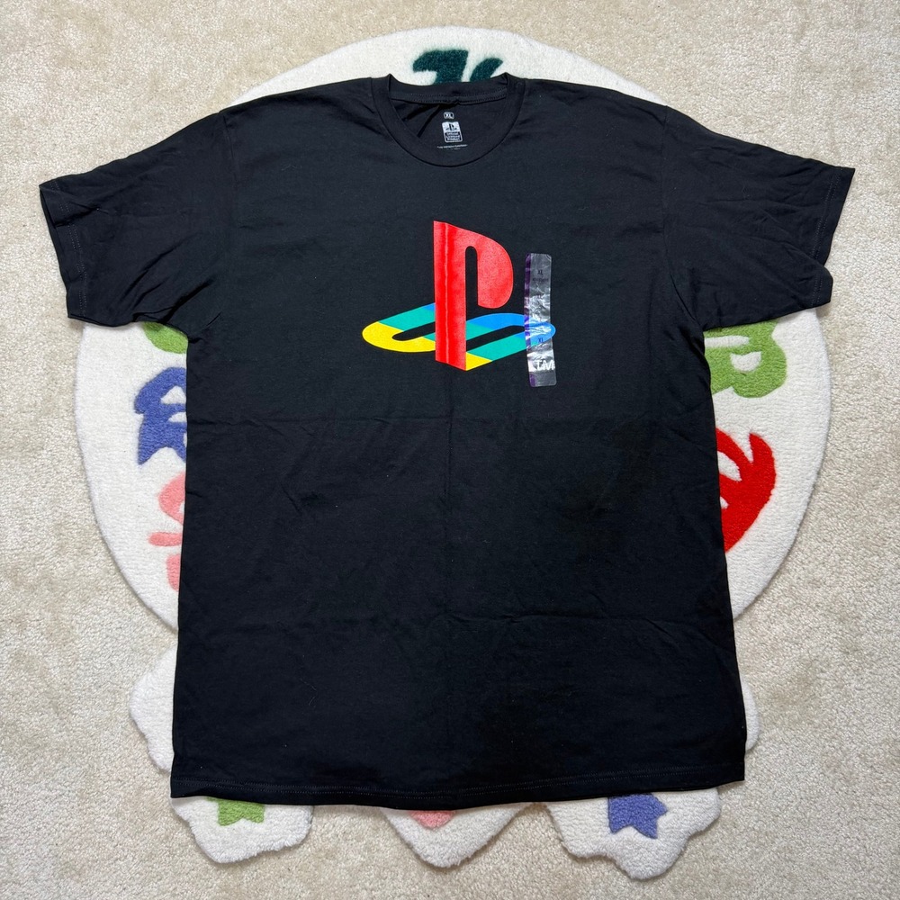 PlayStation Classic Logo T-Shirt Mens XL Black Ripple Junction Athletic Fit Tee